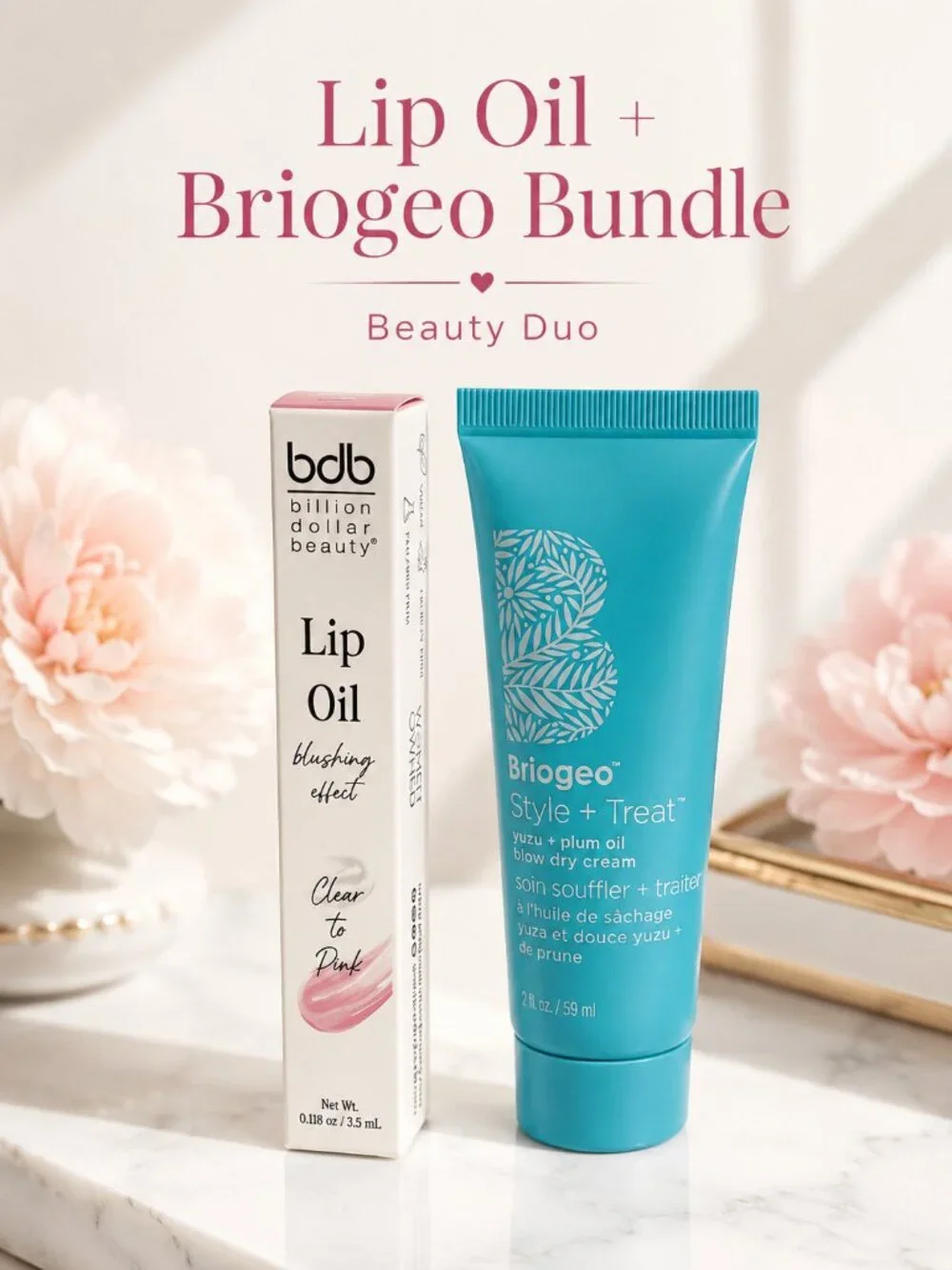 Billion Dollar Beauty Lip Oil + Briogeo Air Dry Cream Mini Bundle